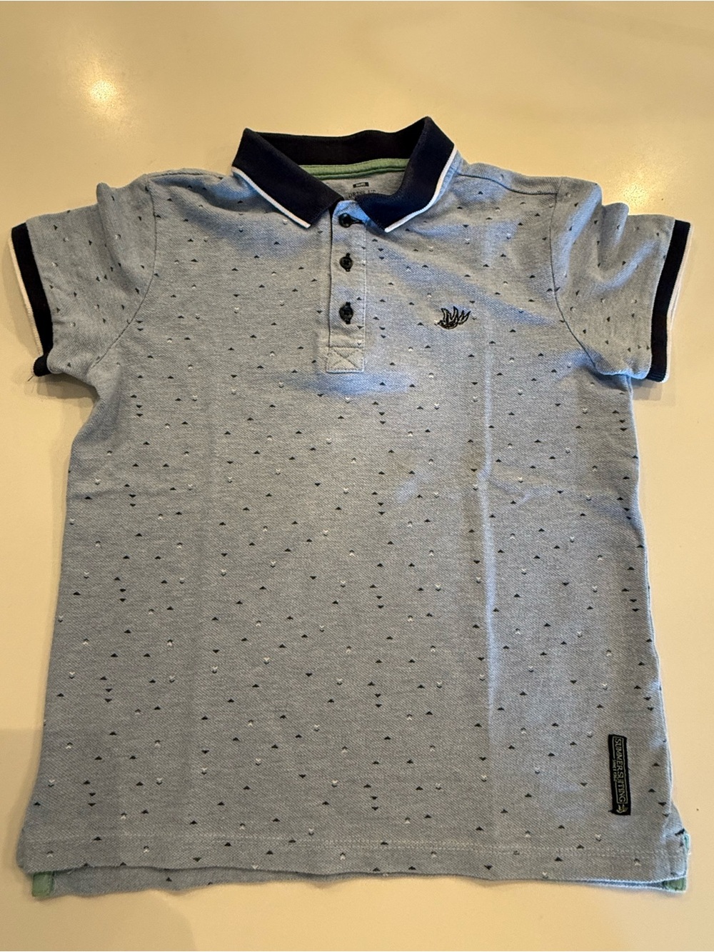 Boys Light Blue Polo with Navy Contrast Collar